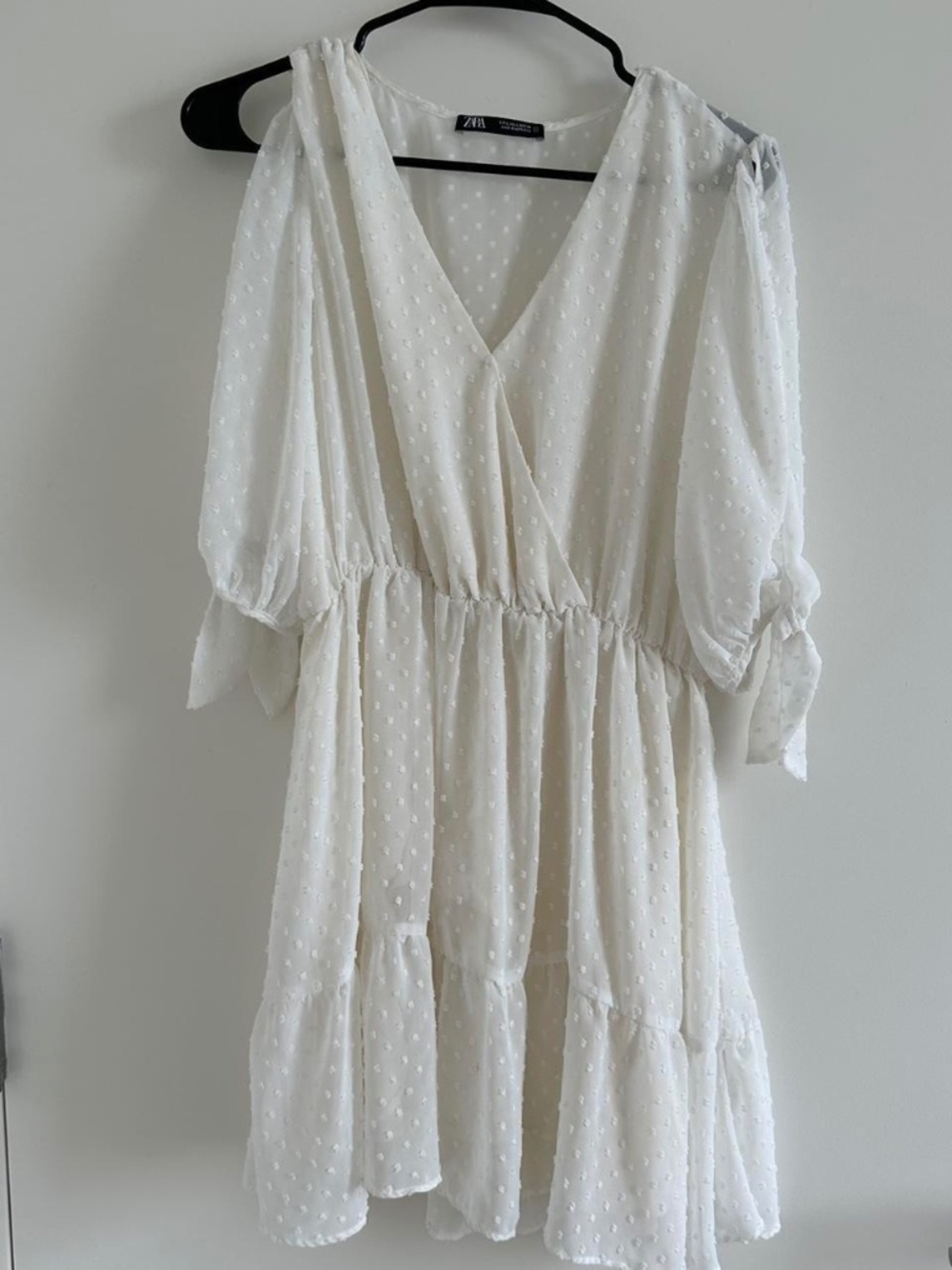 Zara White Swiss Dot Mini Dress